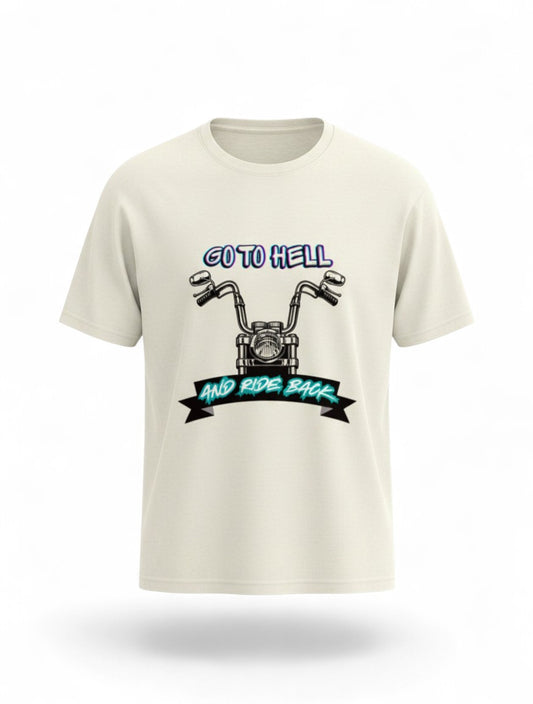 MAG Store cream graphic t-shirt with motorcycle and