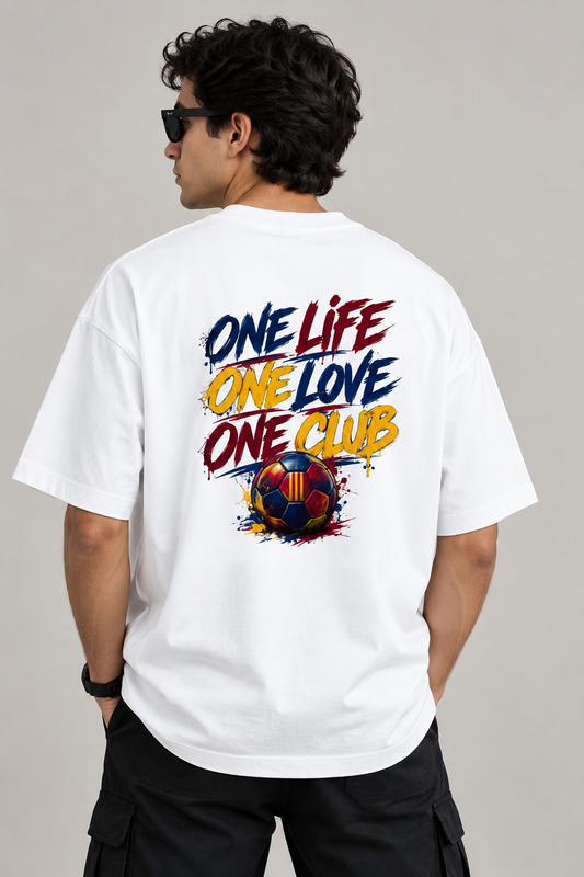 One Life One Love One Club Barcelona - Unisex Terry Oversized Tee