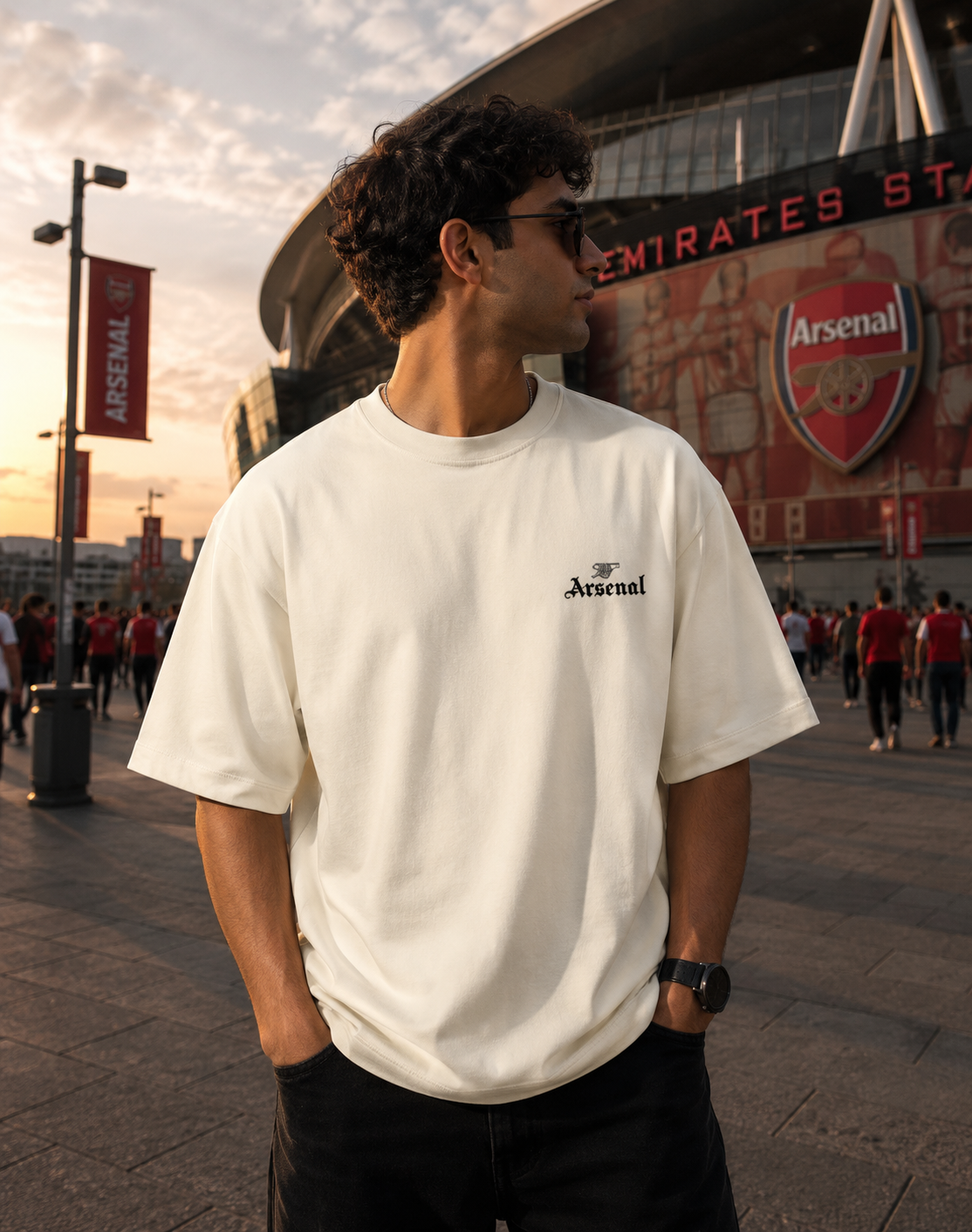 Arsenal Fan Unisex Terry Oversized Tee (Pocket Print)