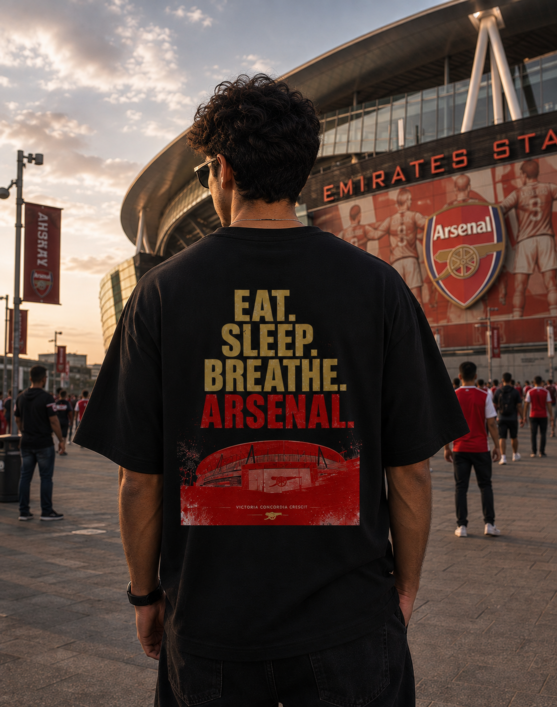Arsenal Fan Unisex Terry Oversized Tee (Back Print)