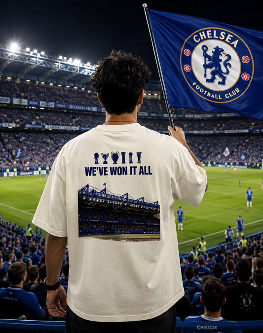 Chelsea Fan Unisex Terry Oversized Tee (Front & Back Print)