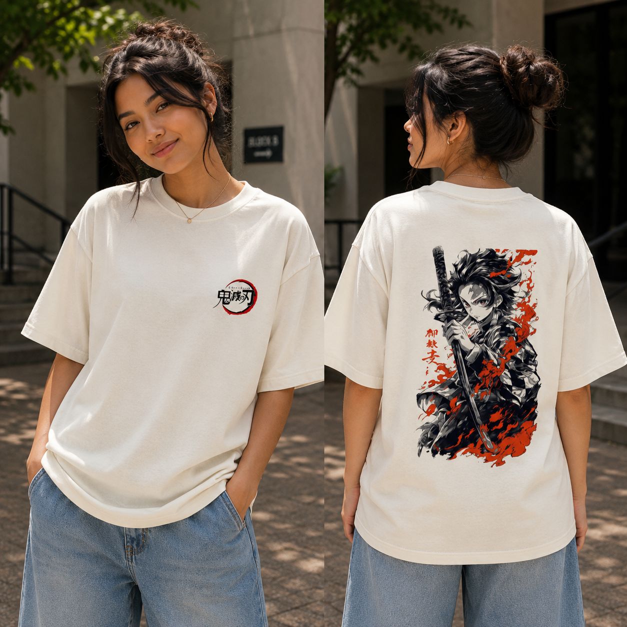 Tanjiro Demon Slayer - Unisex Oversized Classic T-Shirt (Front & Back Print)