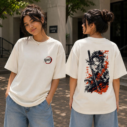 Tanjiro Demon Slayer - Unisex Oversized Classic T-Shirt (Front & Back Print)