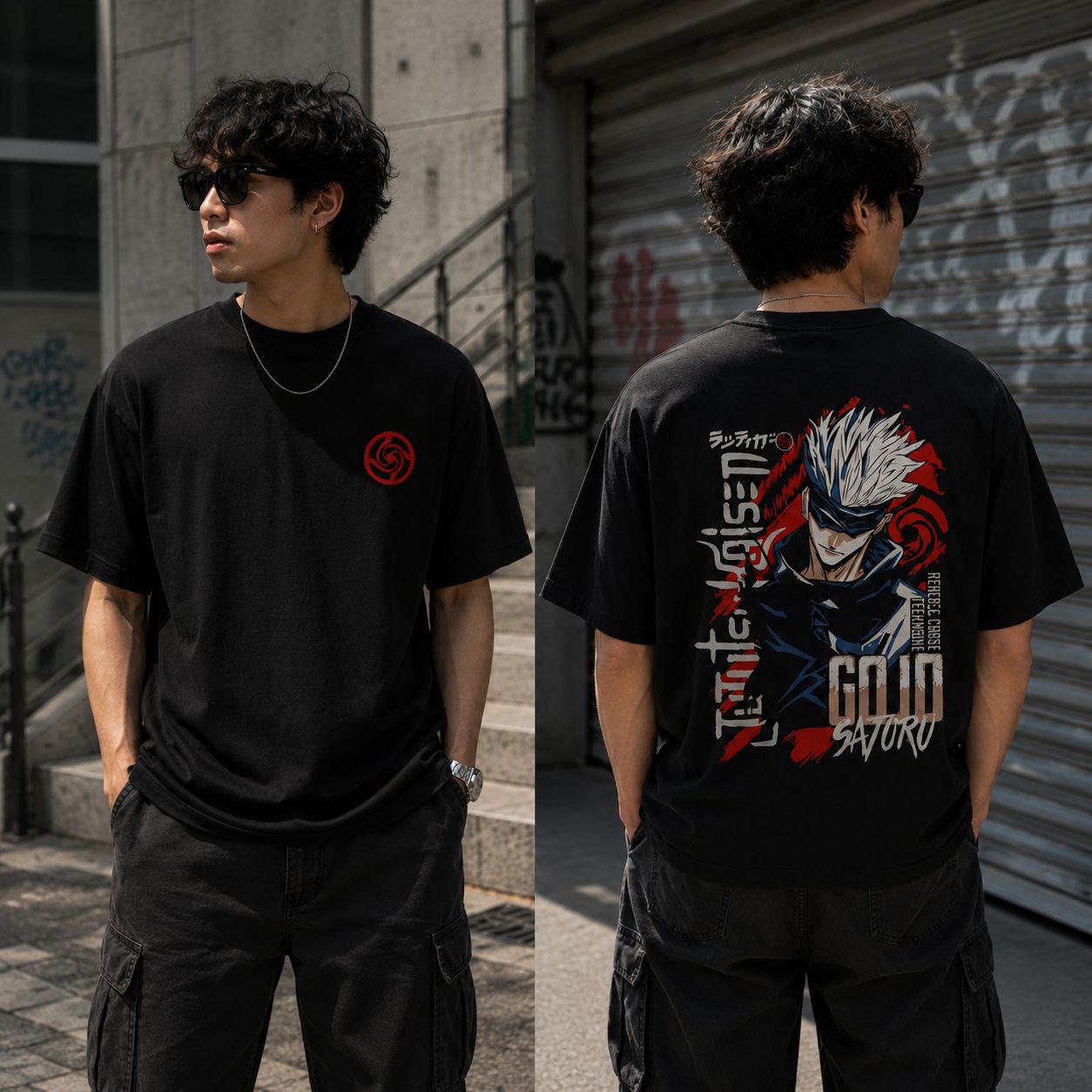 Gojo Saturu - Unisex Oversized Classic T-Shirt (Front & Back Print)