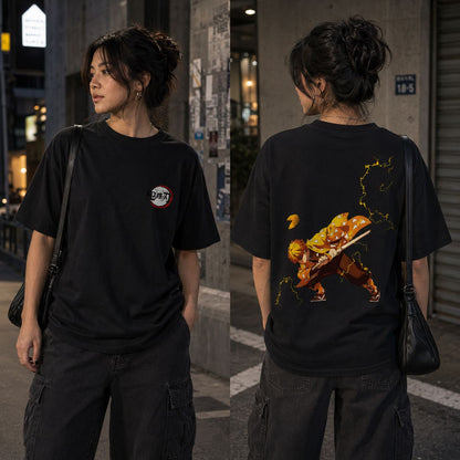 Zenitsu Action - Unisex Oversized Classic T-Shirt (Front & Back Print)