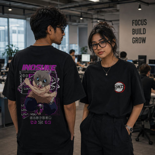Inosuke Action 2 - Unisex Oversized Classic T-Shirt (Front & Back Print)