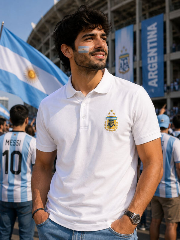 Argentina Football Logo Embroidered - Men's Polo T-shirt