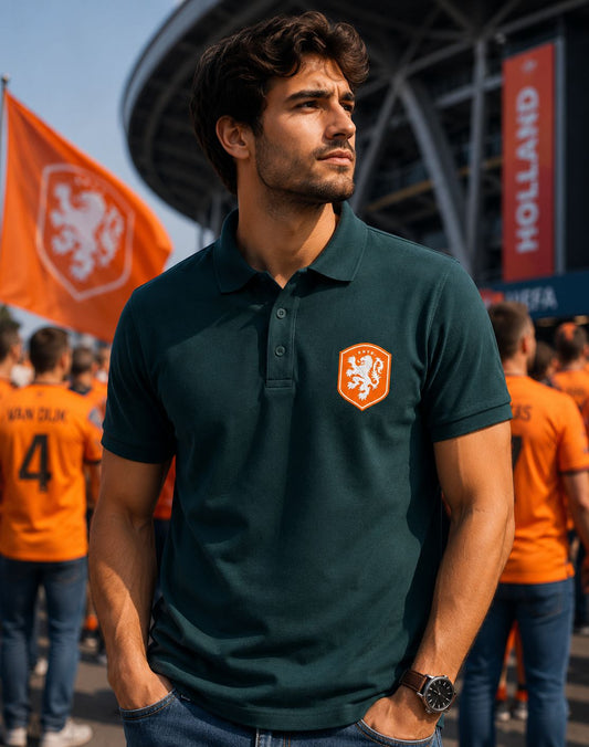 Netherlands Football Logo Embroidered - Men's Polo T-shirt
