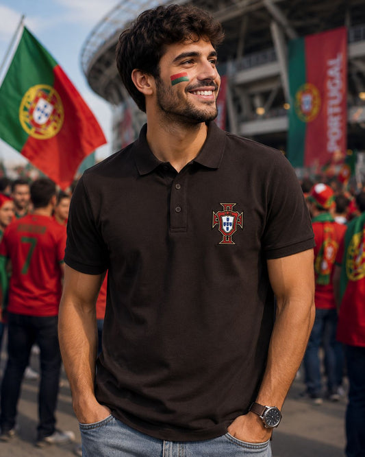 Portugal Football Logo Embroidered - Men's Polo T-shirt