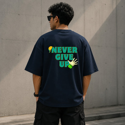 Never Give Up - Unisex Terry Oversized Tee