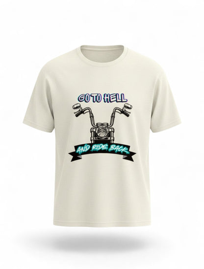MAG Store cream graphic t-shirt with motorcycle and